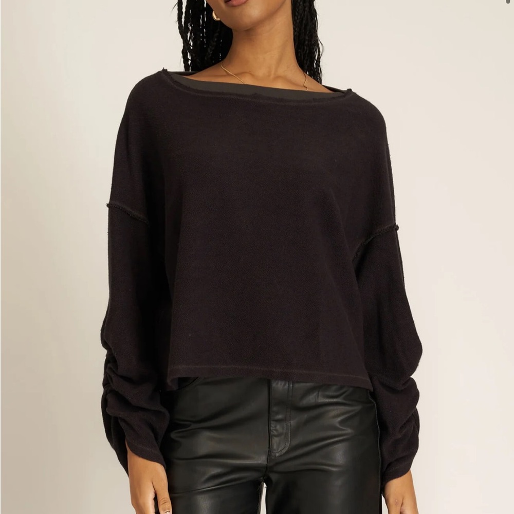 NEW!! Project Social T (CREAM ONLY) Callie touched sleeve textured sweatshirt